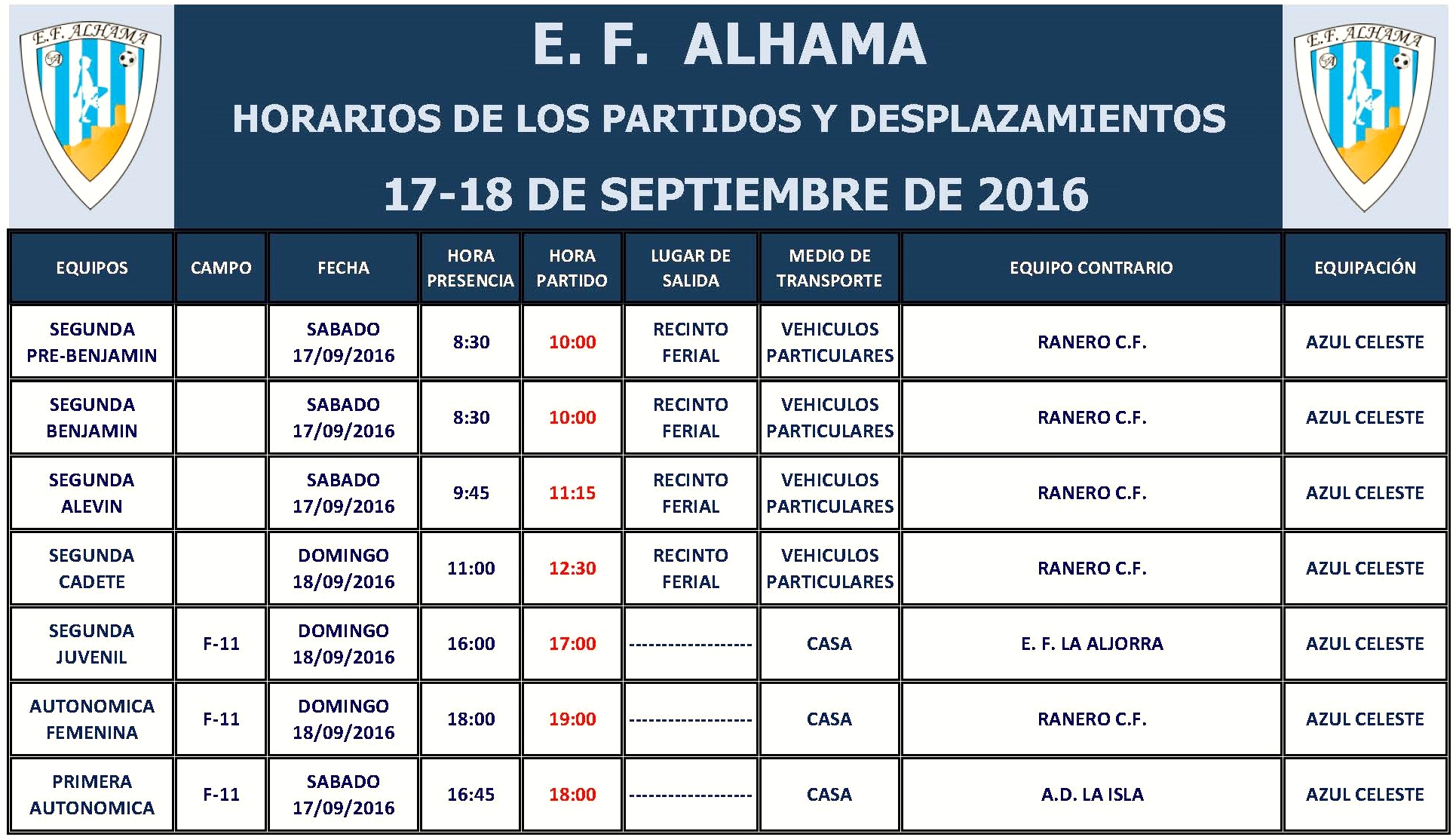horarios