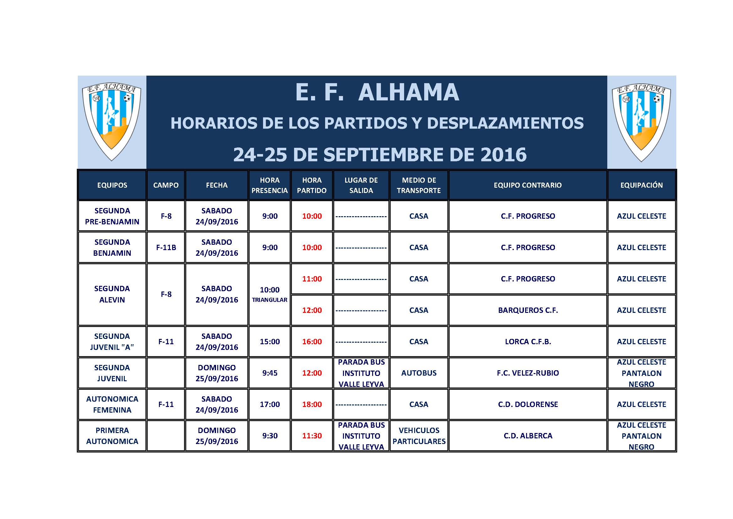 horarios